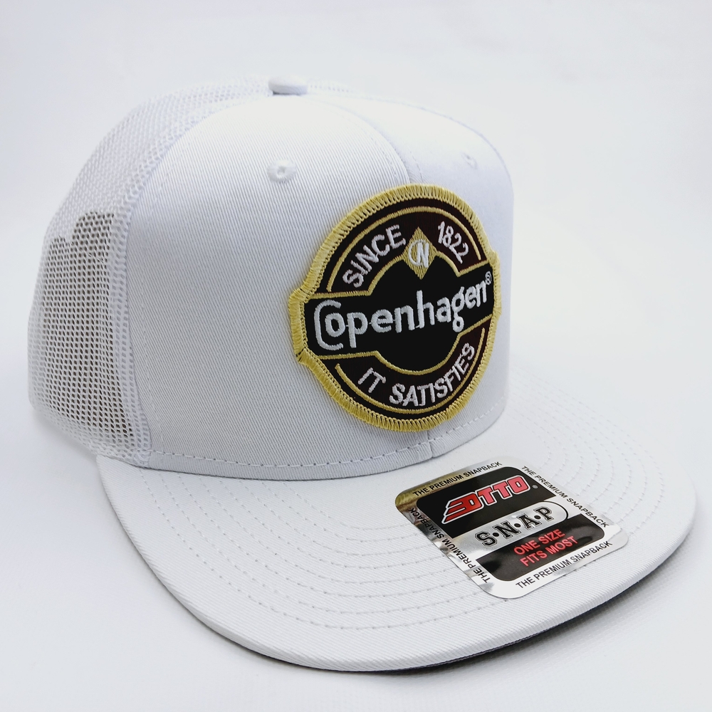 Copenhagen Patch On White Otto Flat Bill Mesh Snapback Hat